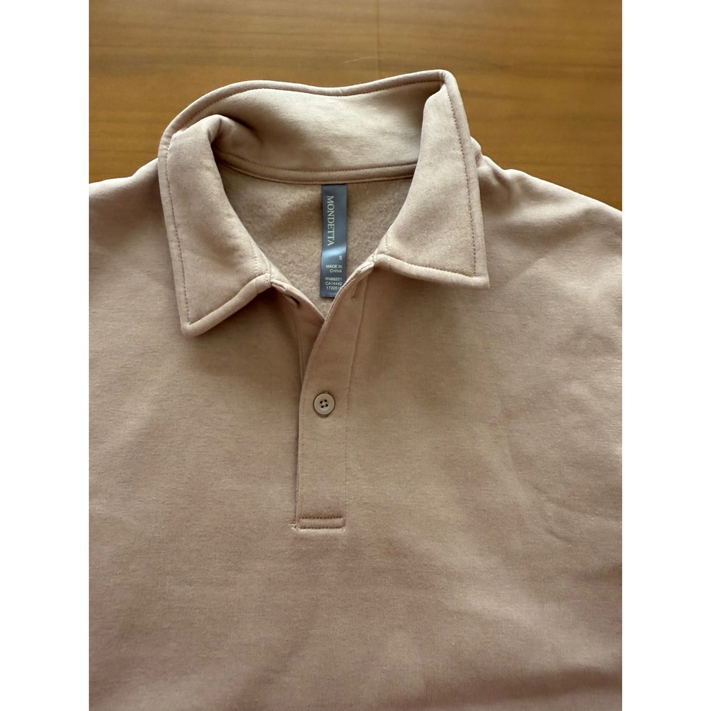 Mondetta Women's Small S Polo Sweatshirt‎ Pullover Long Sleeve Casual Beige - Picture 3 of 6